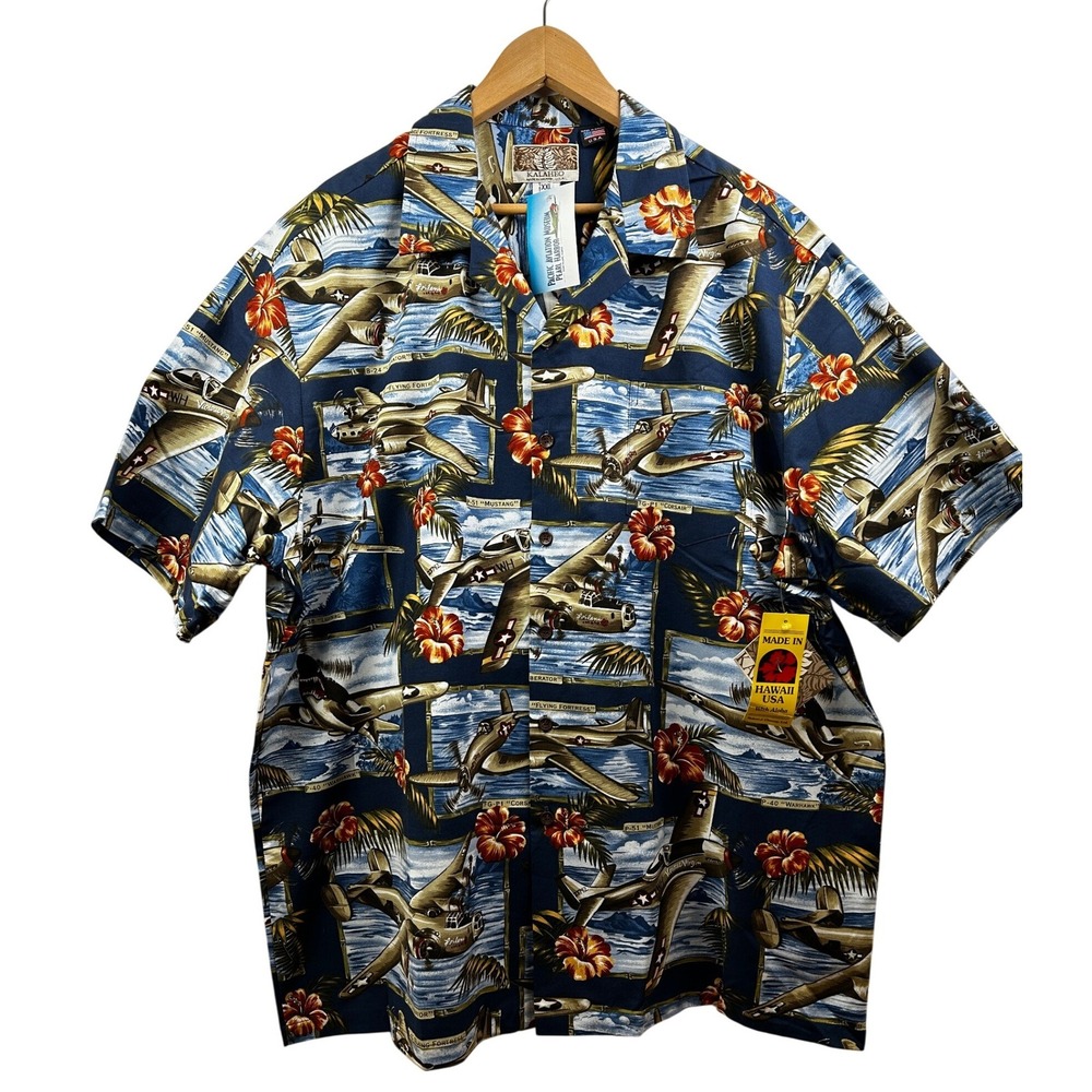 Kalaheo WWII Warbird Hawaiian Shirt Men XXL Made in Hawaii NWT Heritage Top